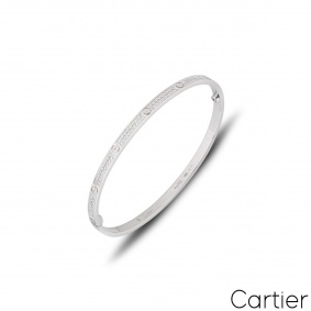 Cartier White Gold Pave Diamond SM Love Bracelet Size 16 N6710816 Cartier White Gold Pave Diamond SM Love Bracelet Size 16 N6710816